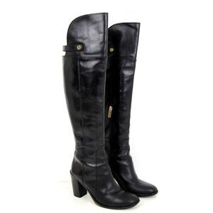 LOUISE ET CIE BLACK GENUINE LEATHER SIDE ZIP TALL RIDING BOOTS SHOES SIZE 8/38